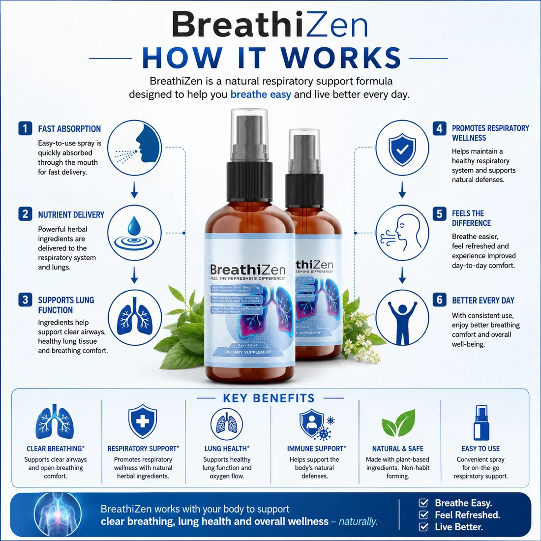 How BreathiZen works — fast absorption, nutrient delivery and lung support